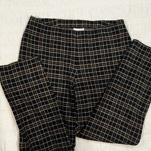 J Jill Ponte Slim Leg Pants Ladies Size MED Petite Black and Grey Plaid Career